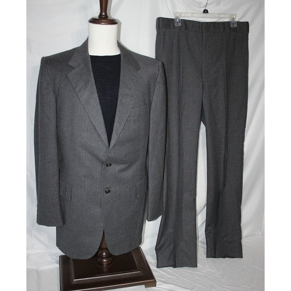 Vintage Saks Fifth Avenue 41L Flannel Wool 2B Suit Pants 34 X 32 Flat Front